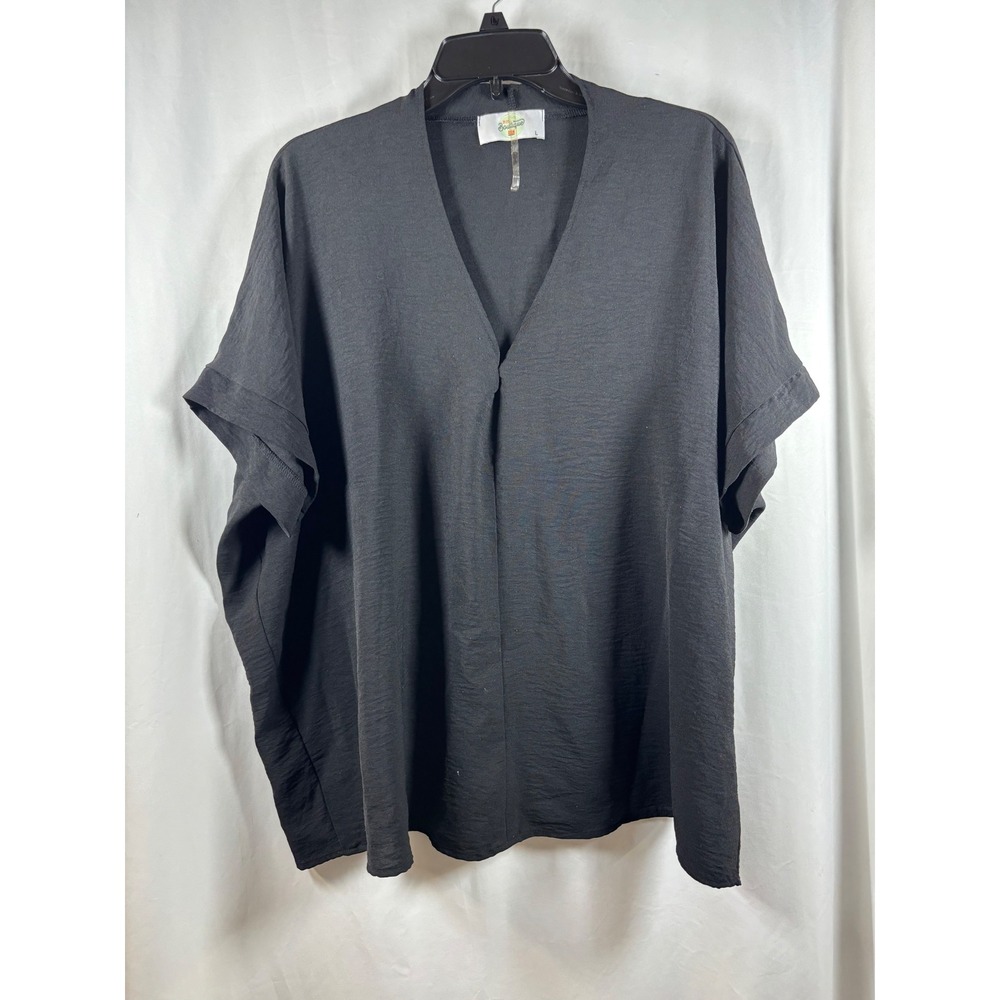 31:25 Boutique Womens Black V-Neck Dolman Sleeve Oversized Top Large C1354